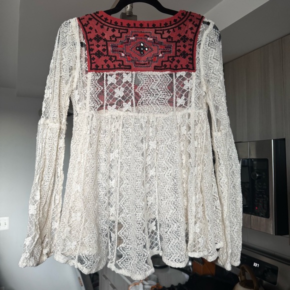 Free People Casablanca Lace Trim Tunic Ivory Combo - Picture 8 of 16